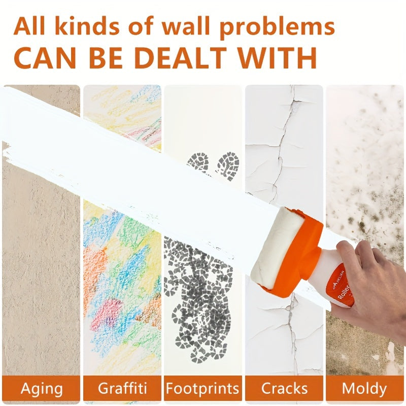 Multi-specification Quick Fix Wall Paint Roller made of durable PP material, perfect for easy application in home repair, graffiti removal, and wall renovation, with white stain remover.