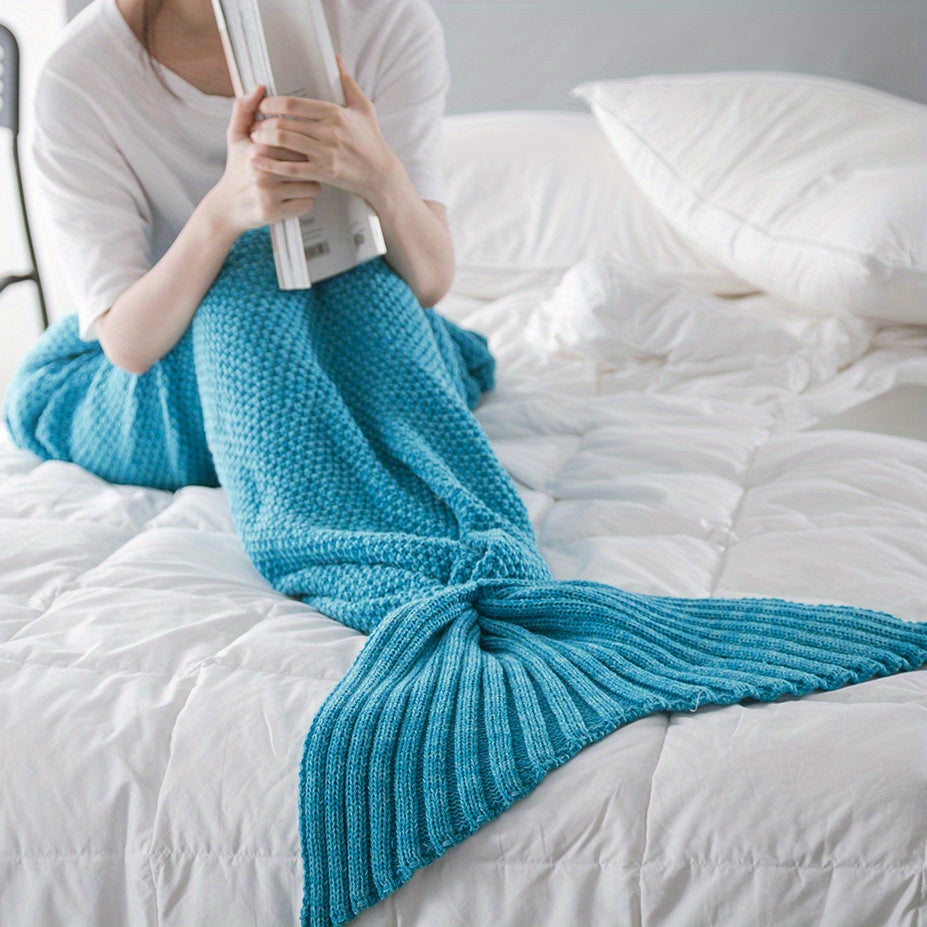 Get yourself a 1 piece Mermaid Tail Blanket, a cozy crochet blanket perfect for all seasons. This soft and comfy blanket is ideal for women and can be used for lounging on the sofa or sleeping. It also makes a cool birthday, wedding, or Mother's Day gift.