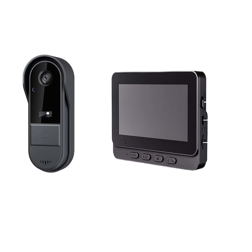 Simple and effective smart video doorbell kit with HD camera, indoor monitor, night vision, USB rechargeable battery, strong signal, and long battery life.