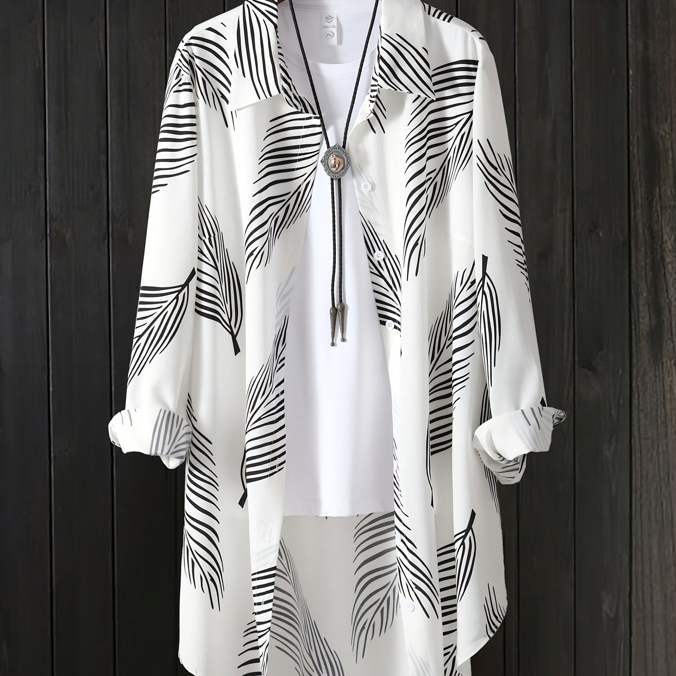 Button detail long shirt dress made of breathable polyester blend, machine washable - ideal for beach outings.