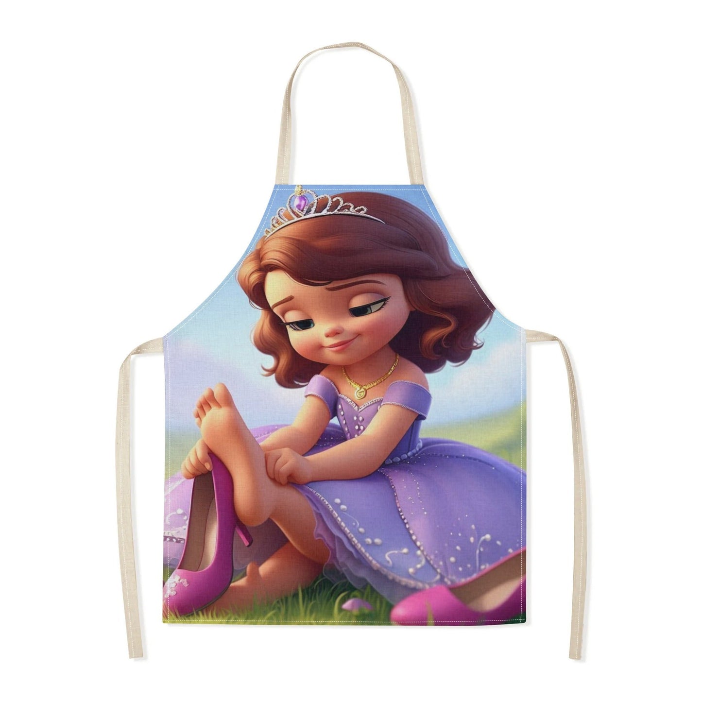 Durable Polyester Disney Elsa Waterproof Apron featuring a Vibrant Cartoon Princess Design - Perfect for Home, Restaurants, Cafes & More - Stylish and Simple Flower Pattern Included