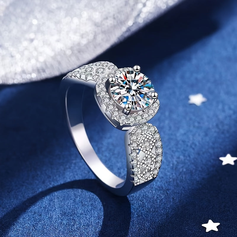 1 Karat Moissanite To'y Halqasi 925 Sterling Kumushda - Porloq Va'da Halqasi, Sovg'a Qutisi Bilan Birga