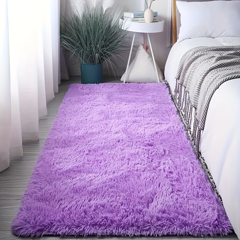 Luxurious Purple Shag Area Rug - Soft, Non-Slip & Simple to Maintain for Stylish Living Room and Bedroom Decoration