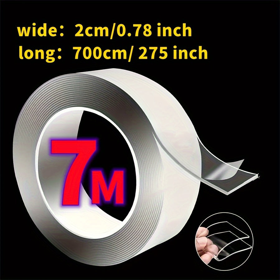 7m Super Strong Transparent Nano Double-Sided Tape | Waterproof & Durable | Reusable & Washable | Ideal for DIY Projects in Kitchen, Bathroom, and Home Decor | Versatile Adhesive for