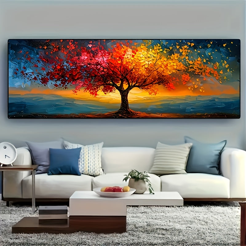 Large Tree of Life Canvas Print - Abstract Wall Art with Geometric Patterns, Frameless, Suitable for Modern Home Decor in Living Room, Bedroom, Office, and Bathroom.