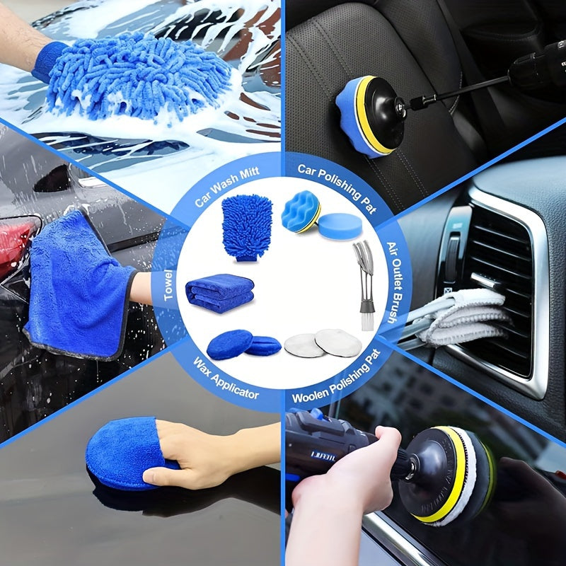 27-piece car wash detail kit including brushes for interior, exterior, and wheels. No power needed.