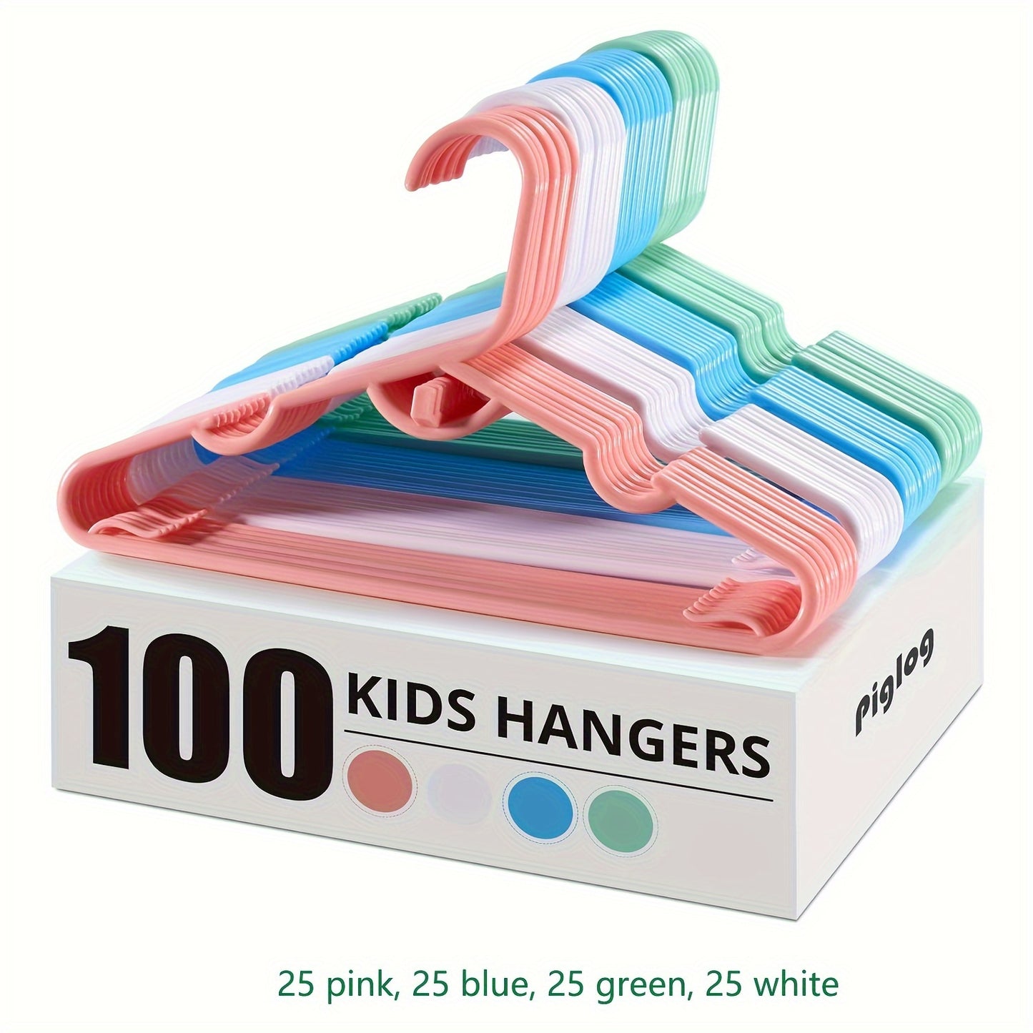 60/100 pcs Colorful Youngsters' Hangers - Space-saving, stackable design, durable 28.96cm plastic hangers with non-slip shoulders, ideal for wardrobe organization.