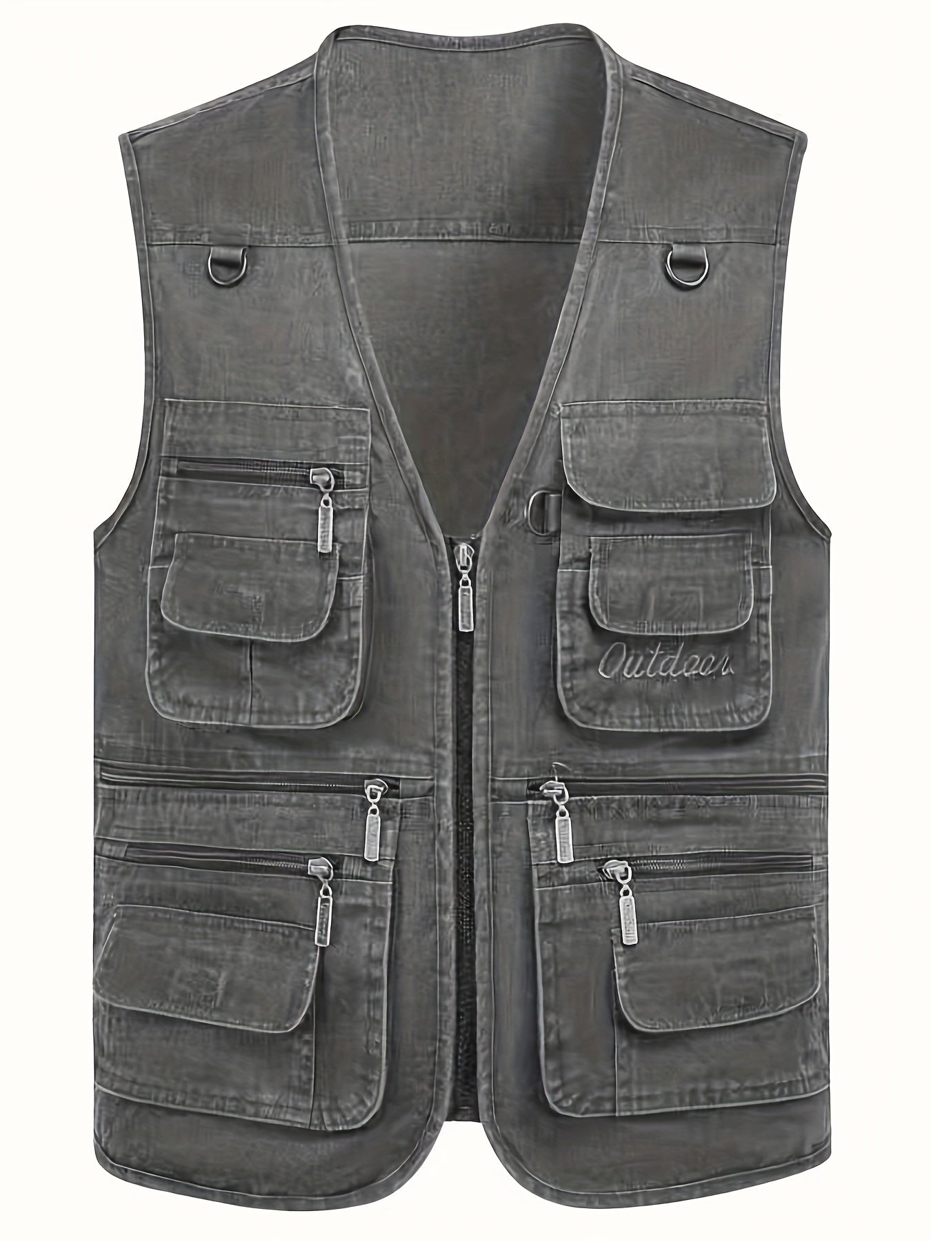 Plus size men's vest with multiple pockets made from soft, skin-friendly cotton blend for spring/fall and winter.