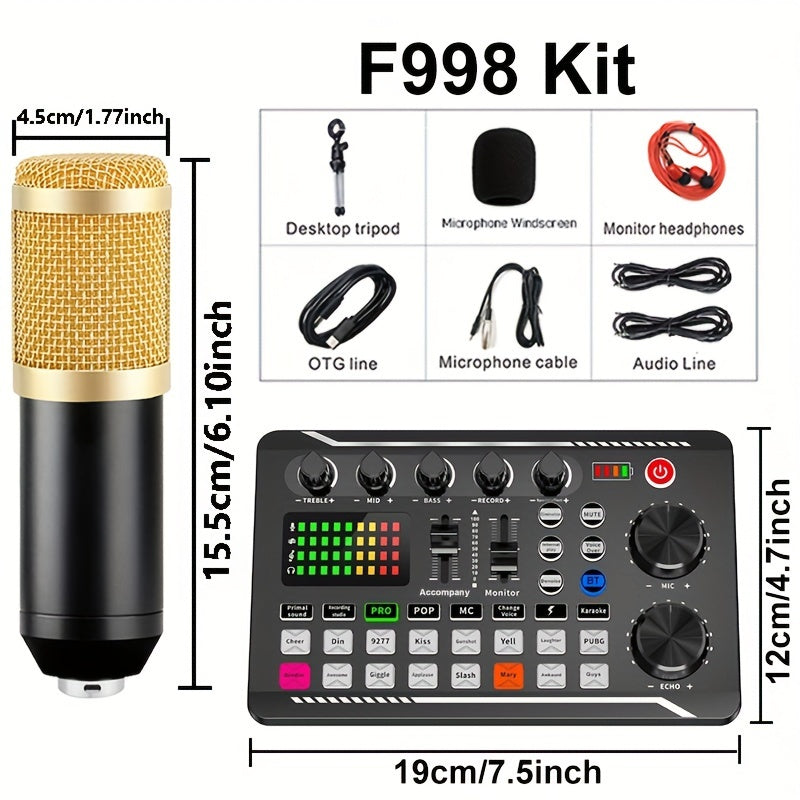 All-in-one Podcasting Kit: Includes condenser mic, tripod stand, professional mixer. Perfect for studio recording, voice overs, streaming, YouTube videos. USB/Battery powered, wireless