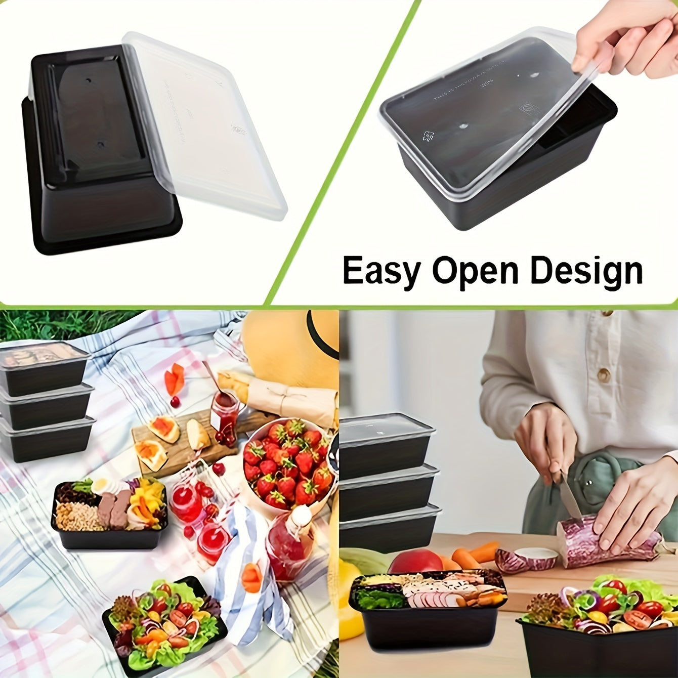 A set of 30 disposable food containers with lids, ideal for meal prep and kitchen storage. Perfect for commercial lunch boxes, picnic or restaurant takeaway. Great for stocking up on kitchen supplies and back-to-school needs.