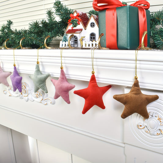 Classic velvet Christmas star ornament for decorating trees and homes.