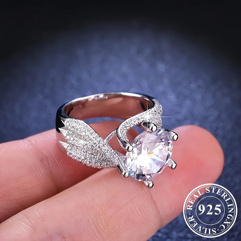 Shine bright with this exquisite 925 sterling silver ring featuring a stunning 5 carat moissanite stone. Perfect for any occasion, this elegant and luxurious fashion piece is ideal for women's engagement, wedding, proposal, or anniversary gift. Suitable