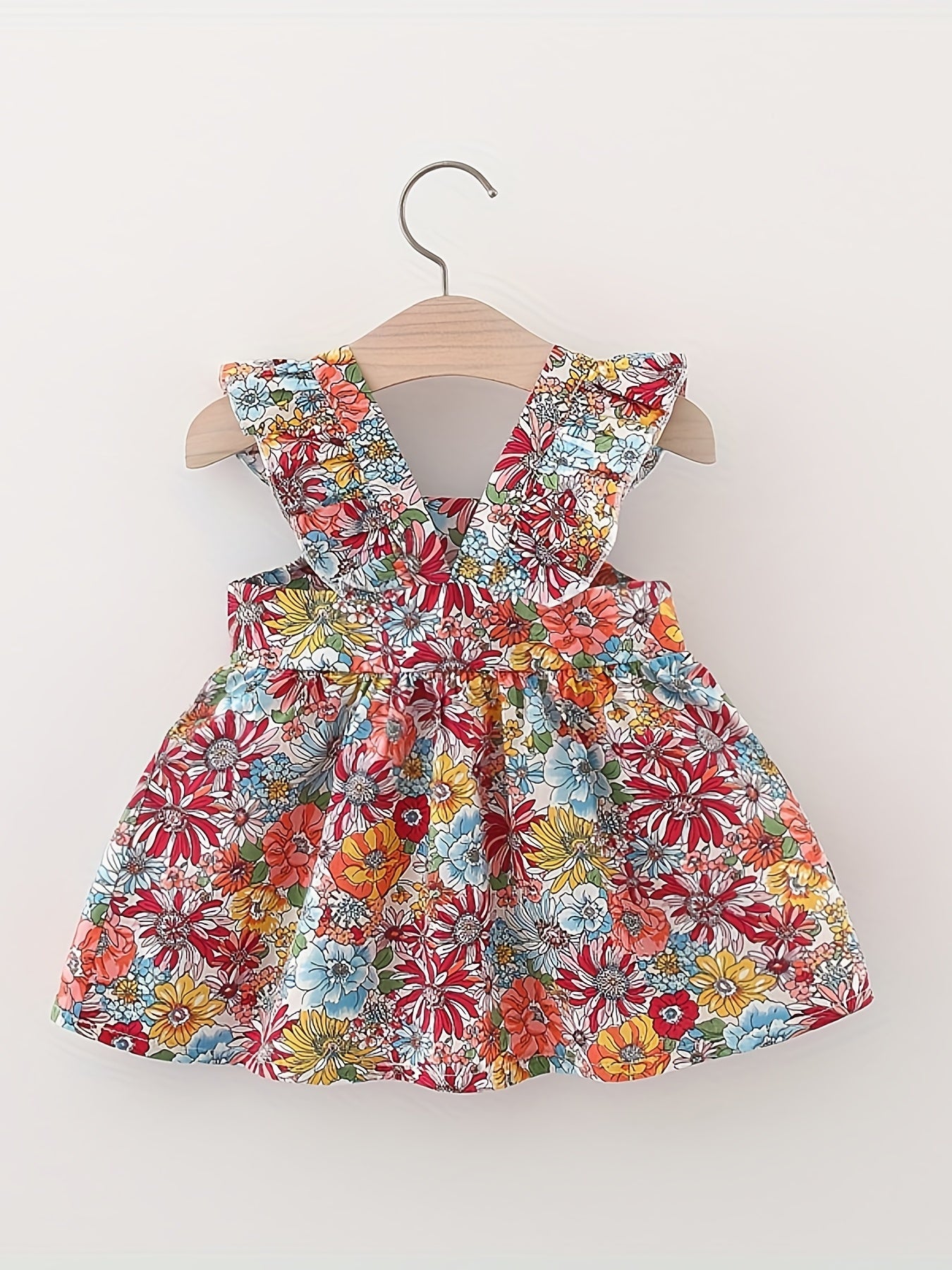 Set of 2 vintage baby girl dresses in cotton for toddlers aged 0-3 years, sleeveless with a matching bag included.