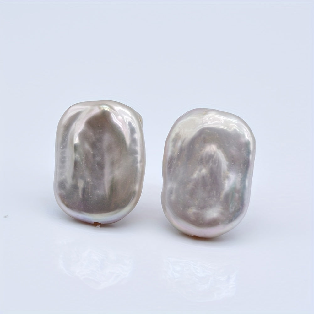 Stylish Baroque Pearl Stud Earrings - Made with Natural Freshwater Pearls, Silvery-Plated S925, and Nickel-Free Copper Posts Perfect for Everyday Wear