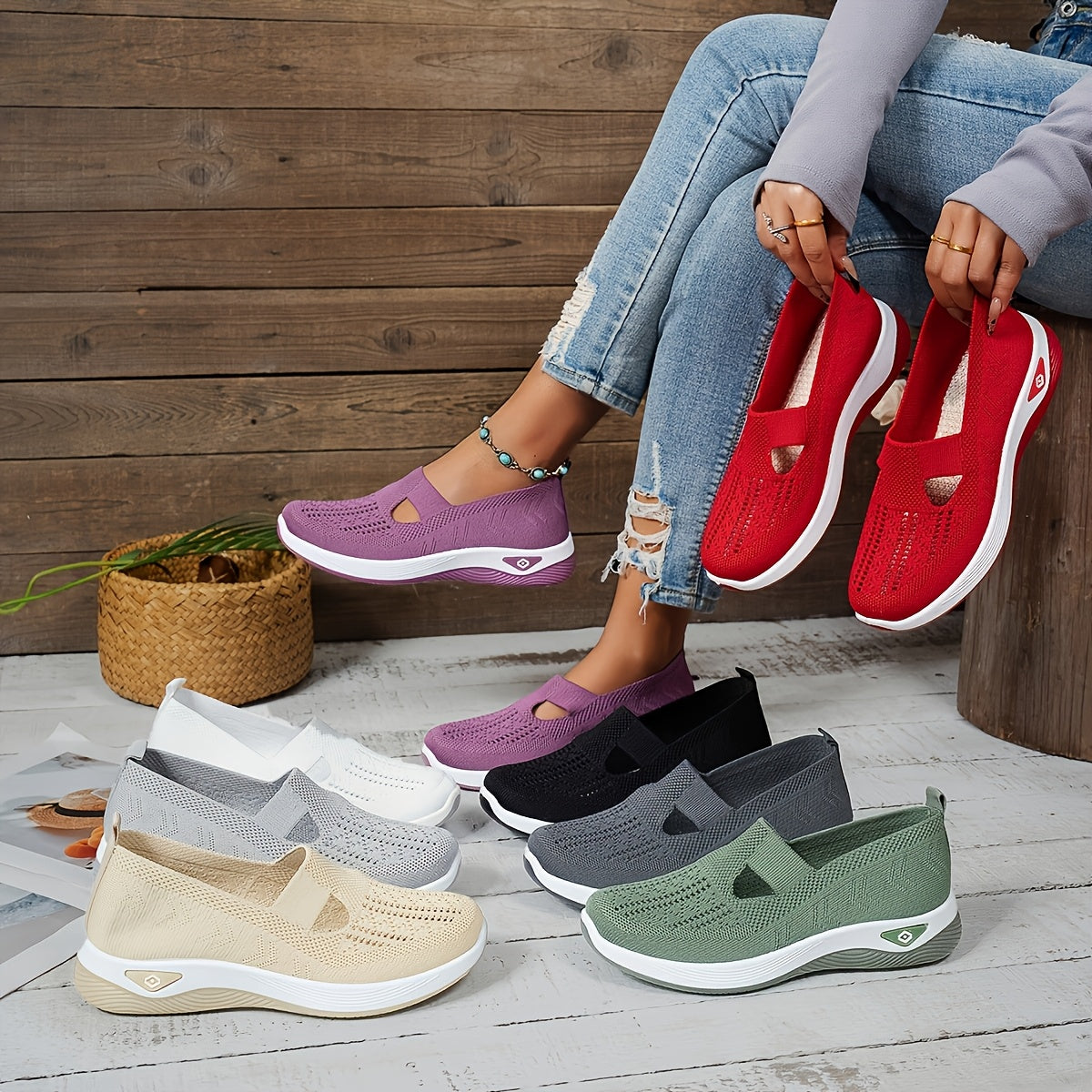 MZMQS Women's Slip-On Sneakers - Lightweight and Breathable with Rubber Sole, Fabric Insole - Versatile All-Season Footwear in Multiple Colors, Hand Washable