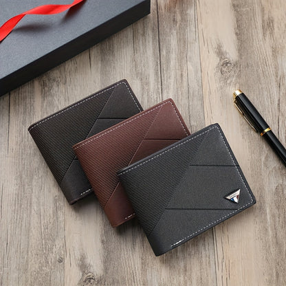 Men's fashion wallet made of soft faux leather with a large capacity, portable credit card case. It is black with contrast detail and can be hand washed or dry cleaned. Great gift for men.