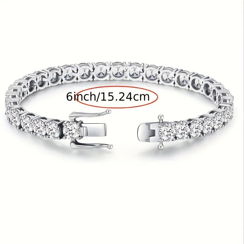 Exquisite Moissanite Tennis Bracelet Set with 10.5-14 Carat Lab-Created Diamonds - Crafted from Hypoallergenic 925 Sterling Silver and Finished with White Golden Plating, Perfectly Elegant and Boho-Chic, Adorned with Natural Stones, Perfect for Everyday