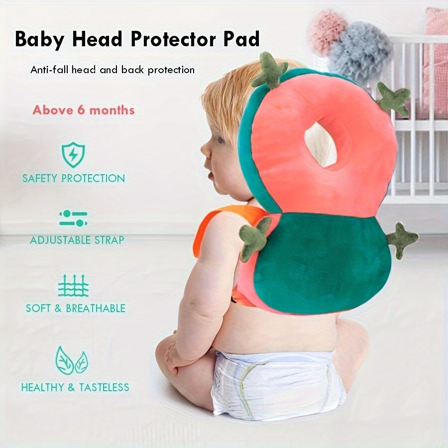 Red Cute Cartoon Children's Head Protection Pillow - Soft Polyester Safety Cushion for Children & Kids, Breathable