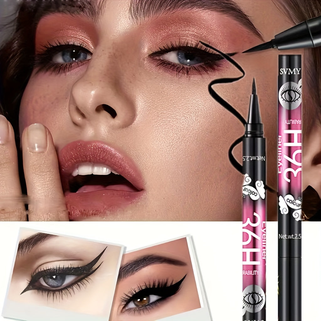 12pcs Extra Slim Black Liquid Eyeliner, Waterproof and Long-lasting