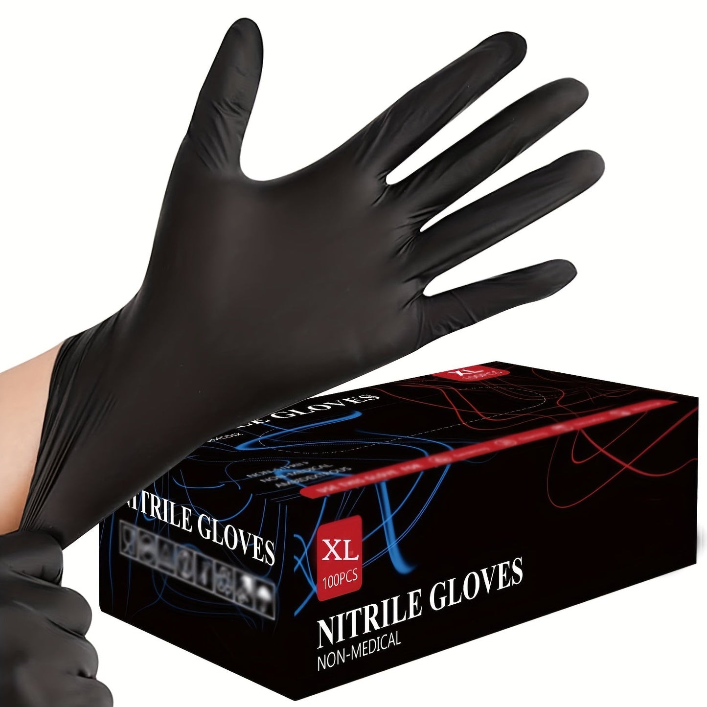 100 pieces of Disposable Nitrile Gloves, 6 Mil, Sturdy Household Cleaning Gloves, Waterproof Gloves Ideal for Kitchen Cleaning, Tattooing, Hair Dyeing, Pets, Beauty Salons, Cleaning Products, Household Tools.