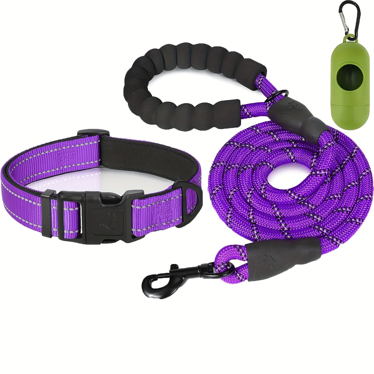 Reflective leash and adjustable nylon collar set for dogs of all sizes from JOYTALE.