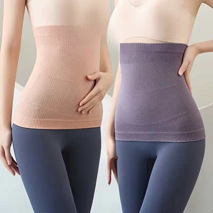 Thermal belly wrap made of 90% polyamide and 10% elastane knit fabric provides medium control and posture improvement. Pull-on closure for comfort and warmth, suitable for belly, back, and