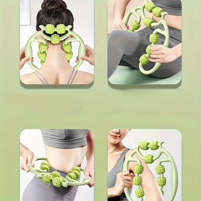 1 piece manual massager with 9 wheels, suitable for thighs, calves, and cervical spine. Unisex design for unclogging meridian points and repairing the body.