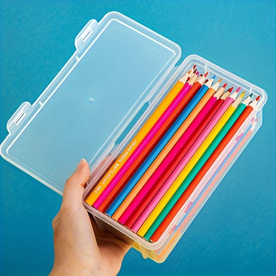 4 Large Capacity Transparent Pencil Cases - Durable Plastic, Multi-Use Storage Boxes for School & Office Supplies