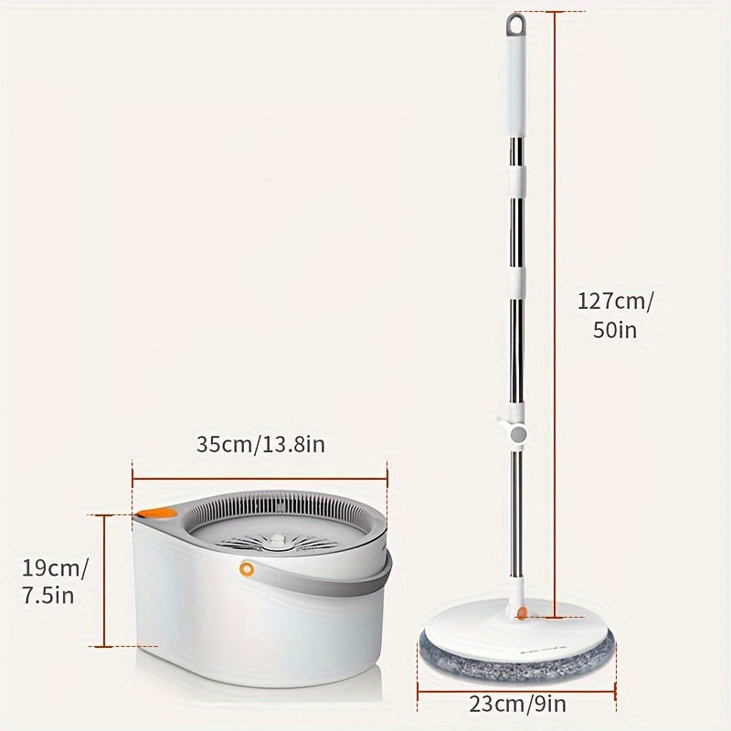 Revolutionize your cleaning routine with the 1 Set Self-Cleaning Spin Mop! This innovative White Spinner Flat Rotating Cleaner includes a Turbo Flushing Bucket and 2 Mop Cloths, making it perfect for use in bedrooms, living rooms, kitchens, and even