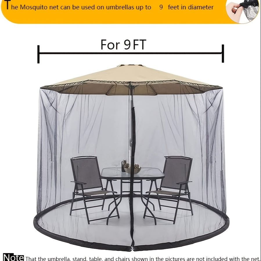 Upgrade your patio umbrella with a mosquito net featuring a zipper door, suitable for most outdoor market or hanging umbrellas.