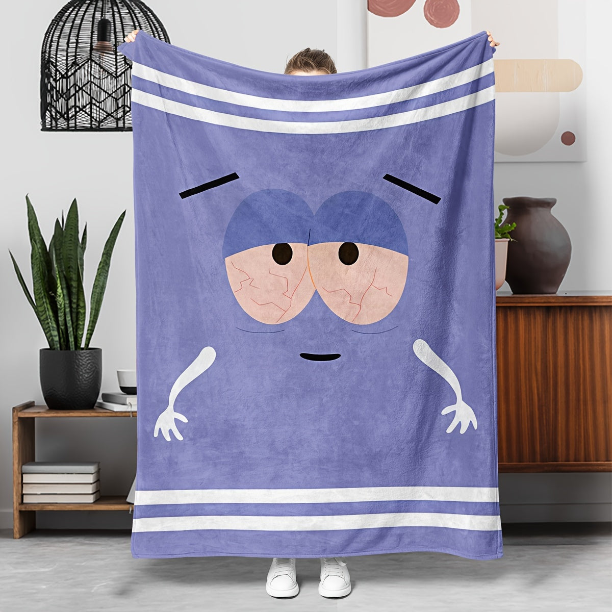 Stay cozy and stylish with our Glam Style Cartoon Print Flannel Throw Blanket! This all-season knitted digital-print polyester blanket is hypoallergenic, machine washable, and tear resistant. Perfect for the sofa, bed, or office nap, this multipurpose