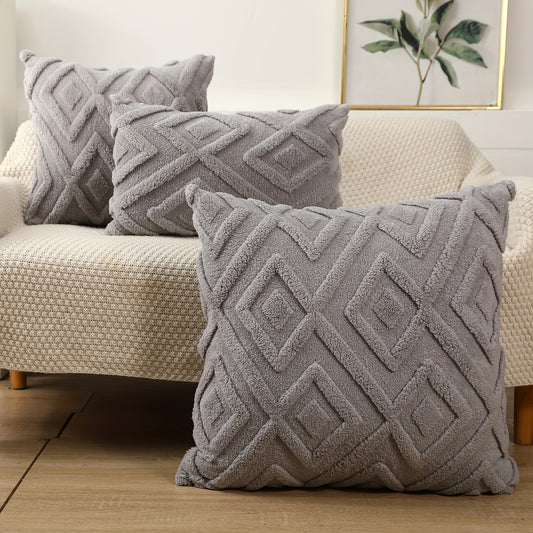 Bohemian Grey Faux Fur Throw Pillow Cover - Divan, kreslo, yashash xonasi, yotoqxona yoki avtomobil uchun hashamatli yumshoq dekorativ qopqoq. Yostiq ichki qismi kiritilmagan.