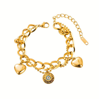 Trendy jewelry made of golden stainless steel and enamel paint, suitable for both men and women. This versatile bracelet is perfect for daily wear or street parties, with a retro vibe that is perfect for couples.