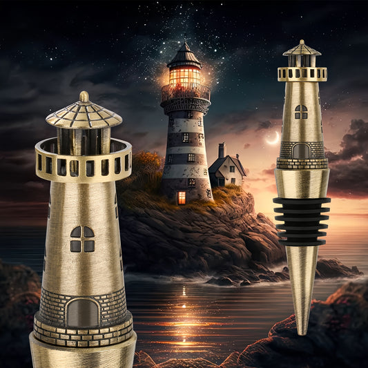 Nautical lighthouse wine stopper for pharos lovers - perfect wine gift with champagne stopper and wine saver.