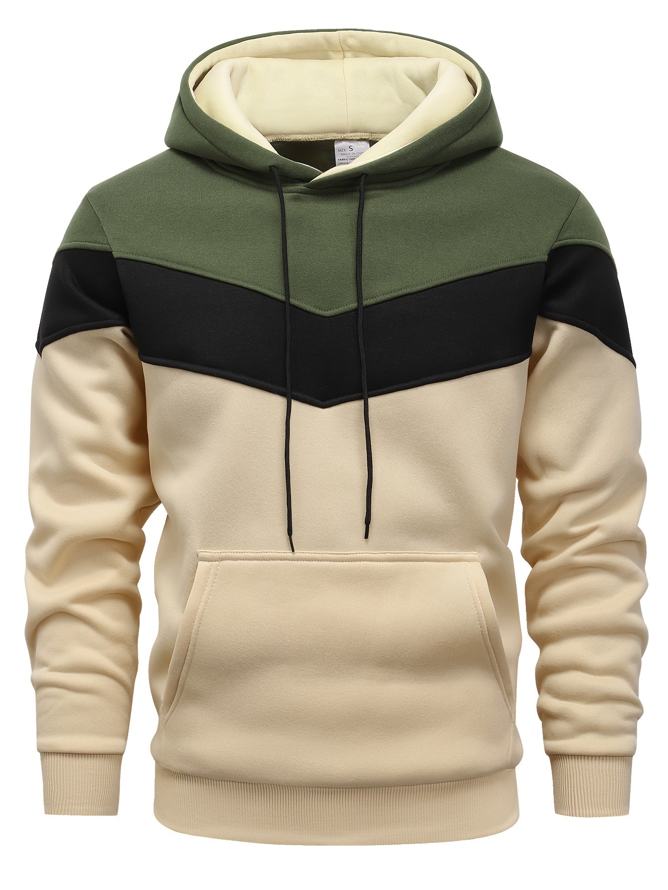 Men's Color Block Hoodie with Kangaroo Pocket - Perfect Streetwear Gift for Winter and Fall