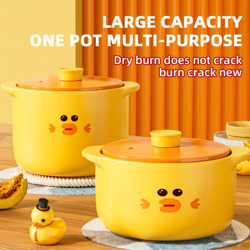 Yellow Duck Stockpot - 6 Litre Capacity, High Temperature Ceramic Pot perfect for Soups, Rice, and Slow Cooking. Versatile Non-Stick Clay Pot for Home Use, suitable for Cooker Tops, Gas Hobs, and Induction Cookware. Ideal for all your kitchen needs.