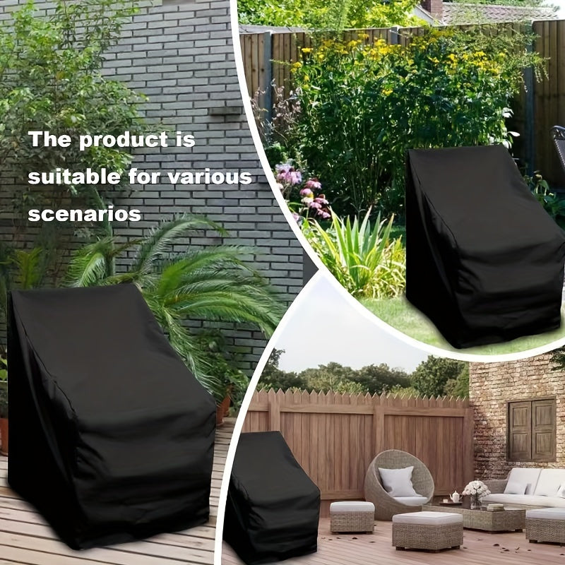 1 Heavy-Duty Waterproof Patio Stackable Chair Cover - Black