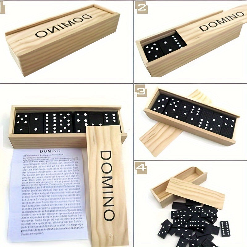 28pcs Premium Wooden Dominoes Set in Elegant Storage Box