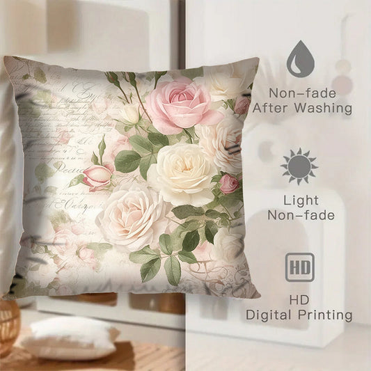 Set of 2 Floral Art Throw Pillow Covers made from soft polyester, perfect for your sofa and bedroom. These square cushion cases are machine washable and do not include inserts.