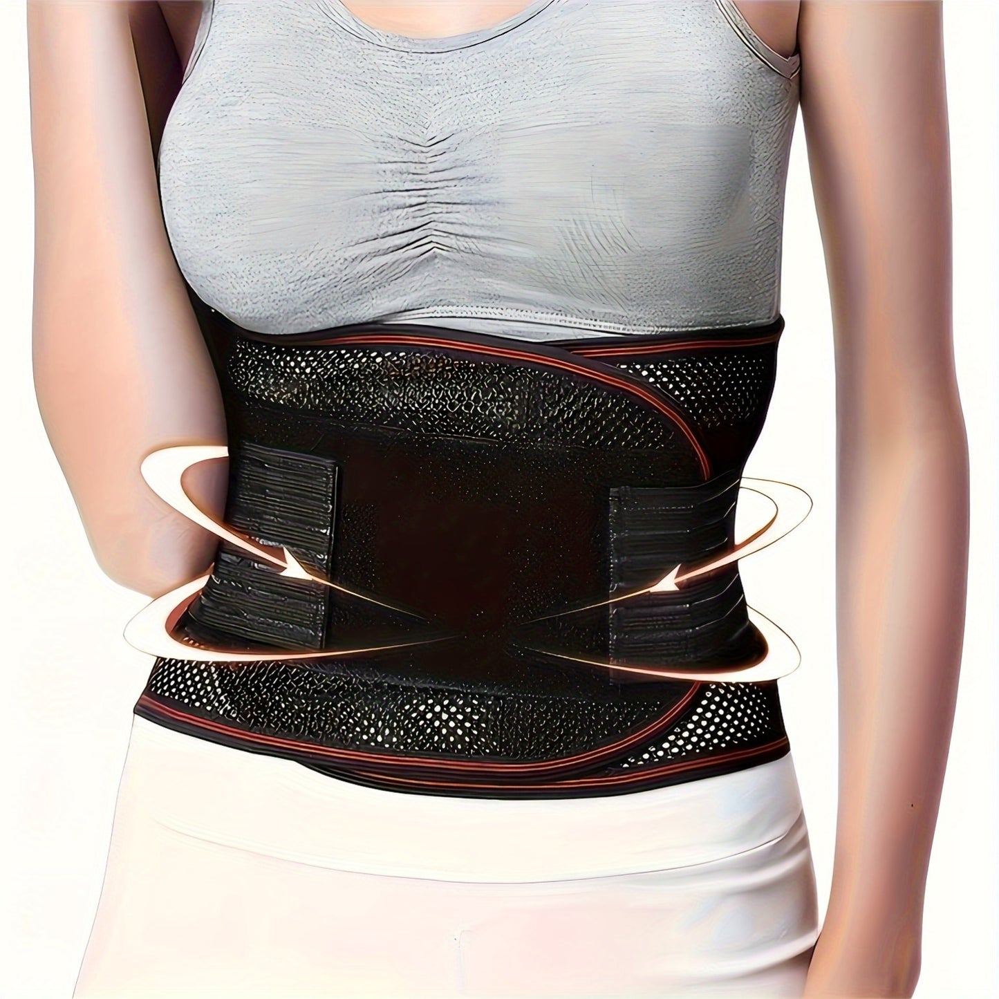 New breathable mesh waist support with steel plate reinforcement for sports and fitness, suitable for weightlifting and adjustable for squats.