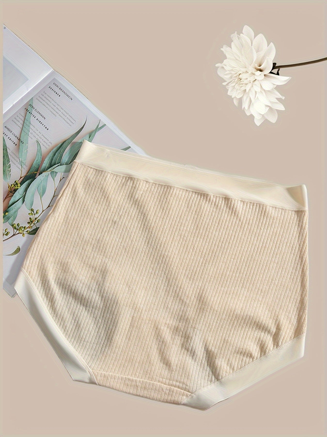 2 Women's Plus Size High Waist Panties with Letter Print - Ribbed, Comfy, & Stretchy