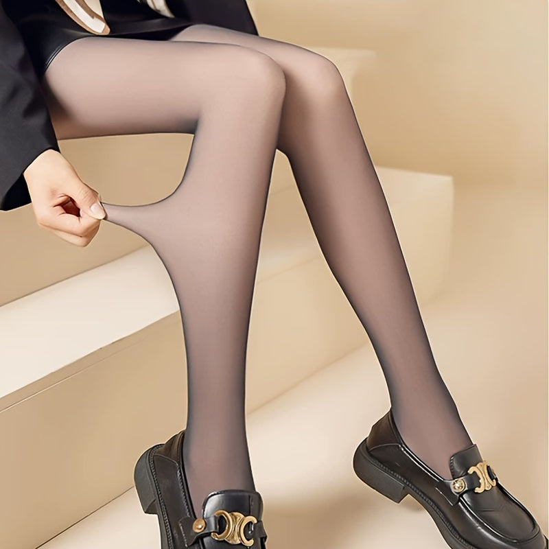 Elegant high-waist tummy control black pantyhose for women - Stretchy nylon blend, breathable, and comfortable fit.