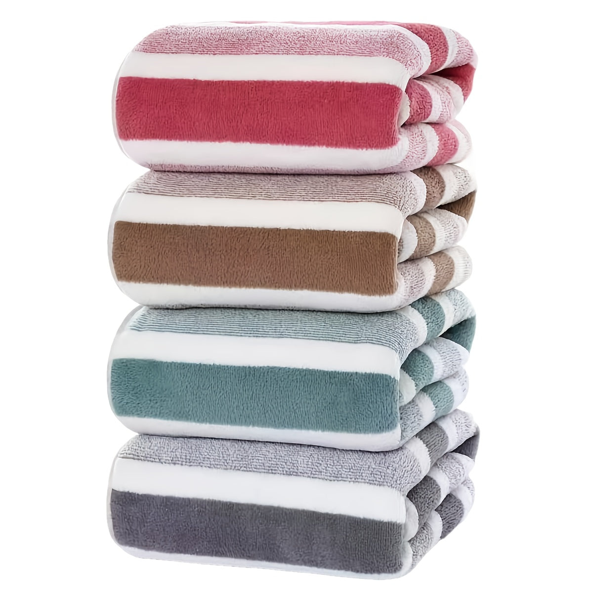 Set of 4 space-themed microfiber bath towels, highly absorbent, durable and made of 80% polyester and 20% nylon. Each towel measures 69.85cm x 139.7cm, perfect for a year's use. Includes wash cloths.