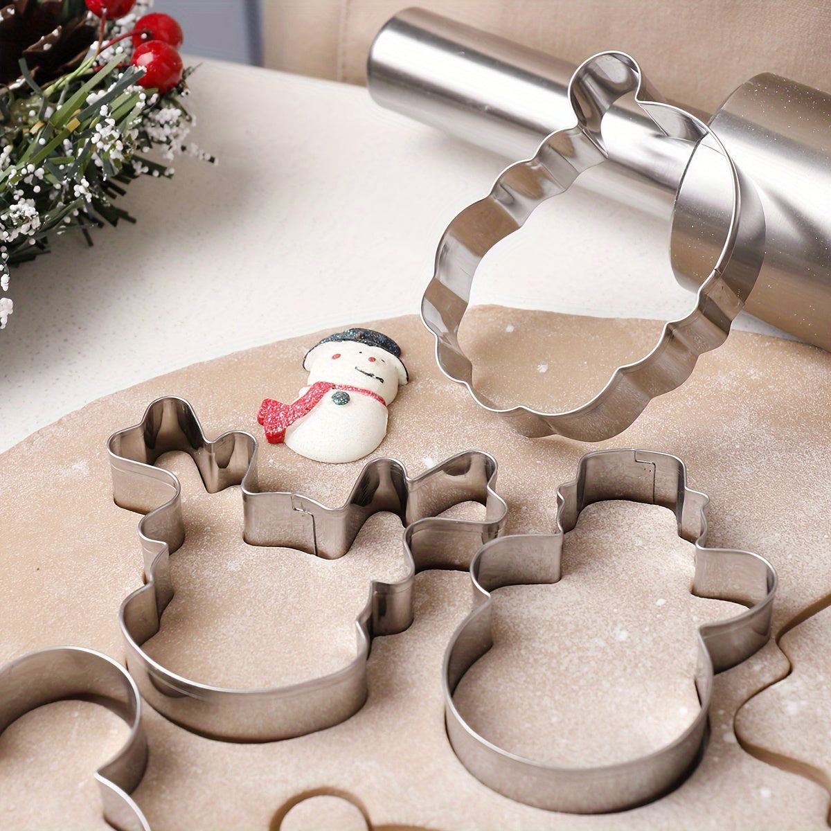 Get into the holiday spirit with our 12-piece Christmas cookie cutter set! Made of durable stainless steel, these festive molds include Christmas-themed shapes perfect for baking holiday cookies, gingerbread, and candy. Add some cheer to your kitchen