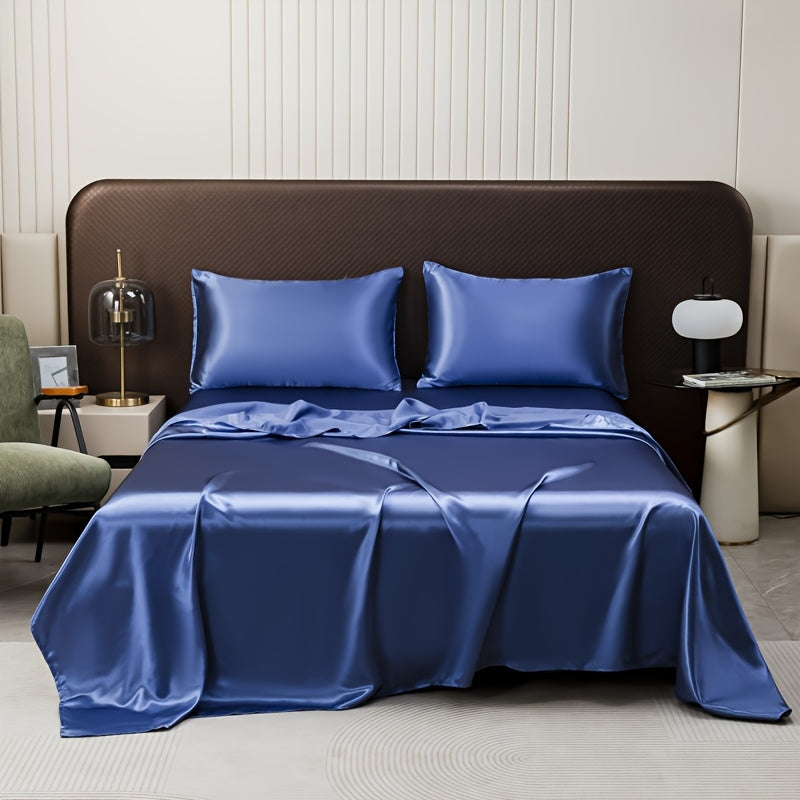 3-piece Super Soft Bed Sheet Set with Pillowcase, machine washable, breathable solid color bedding set includes 1 sheet and 2 pillowcases, suitable for all seasons.