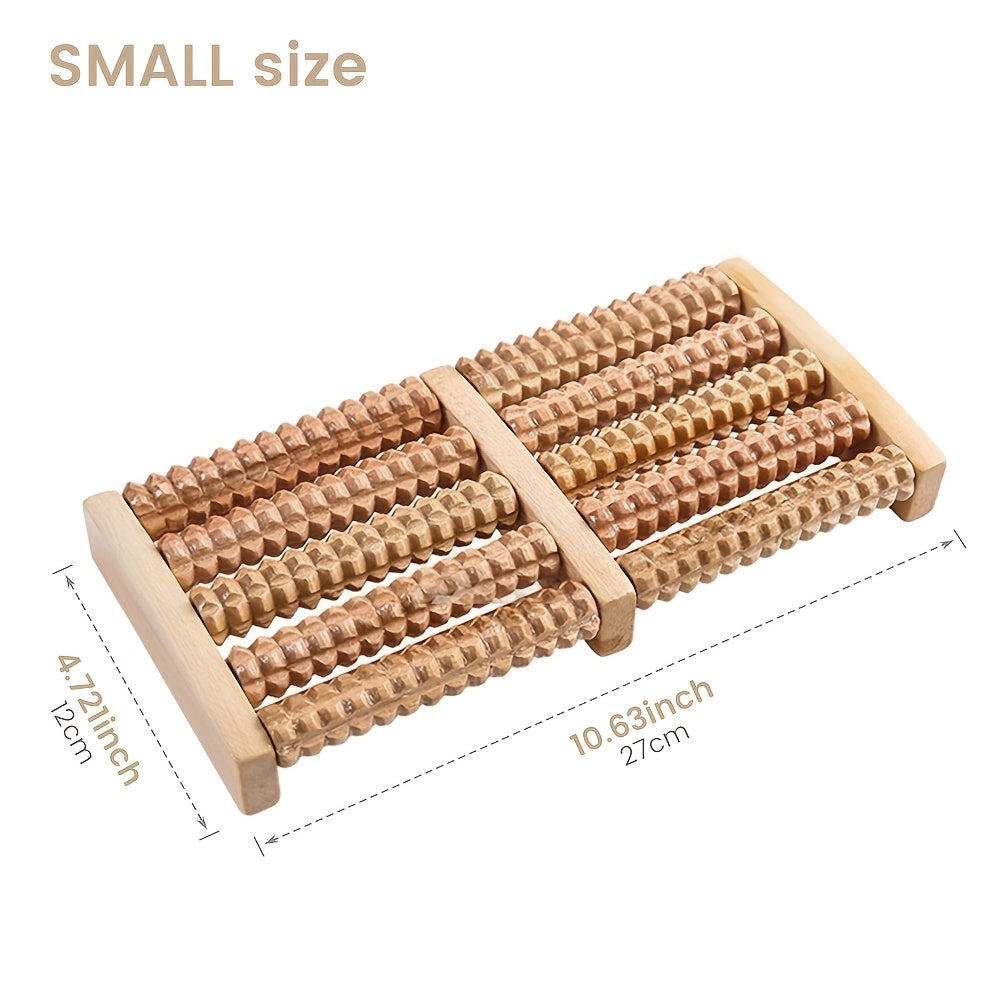 Handcrafted Wooden Dual-Foot Massager with Acupressure Rollers for Stress Relief and Muscle Tension. Ideal for Home Relaxation.