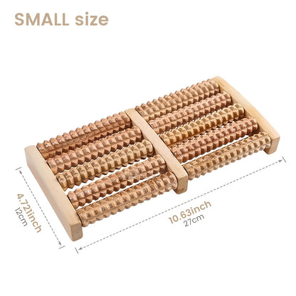 Handcrafted Wooden Dual-Foot Massager with Acupressure Rollers for Stress Relief and Muscle Tension. Ideal for Home Relaxation.