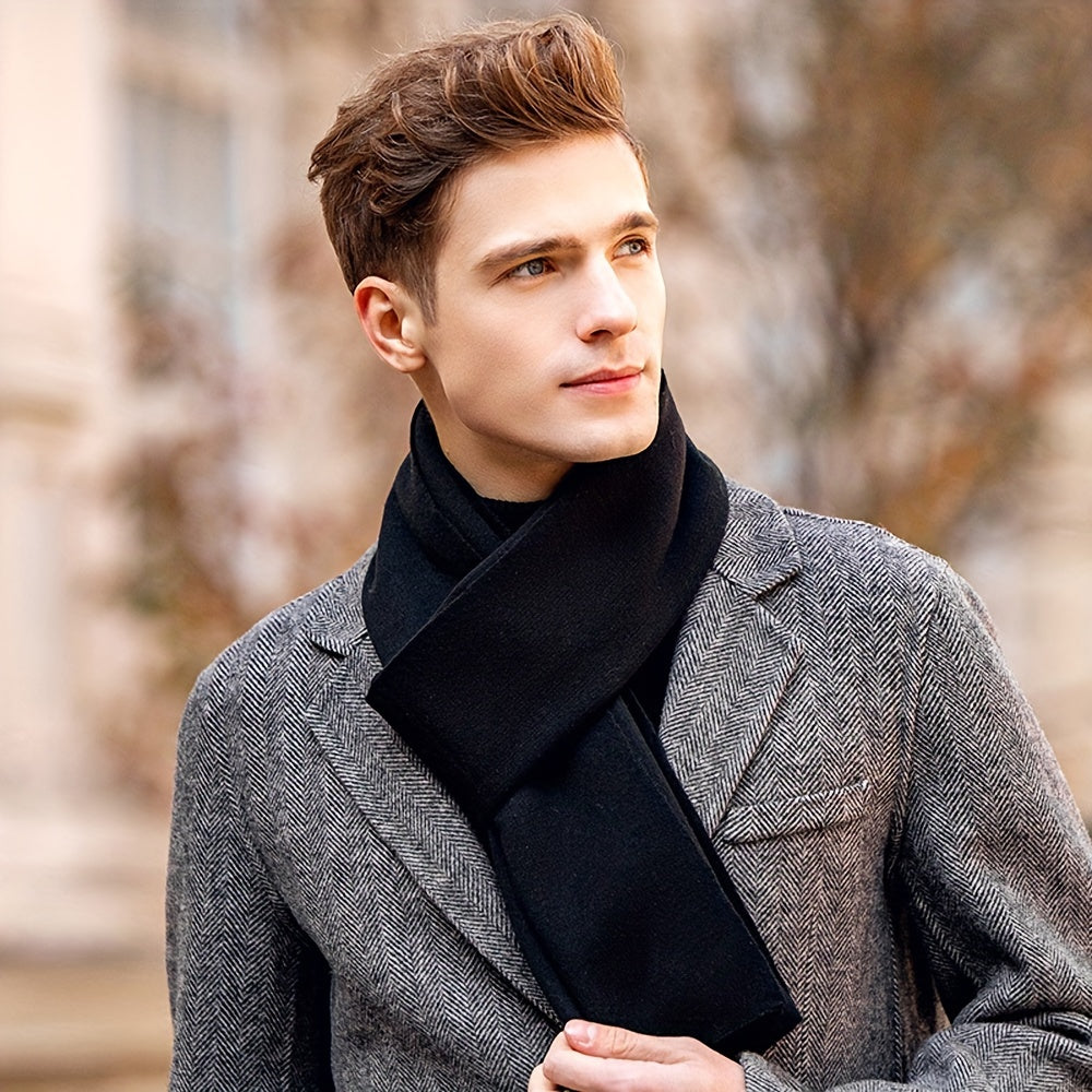 Stay stylish and cozy during the winter with this long, warm, and soft men's scarf in a fashionable pure color. Made from skin-friendly cashmere, this scarf is the perfect choice for gifts.