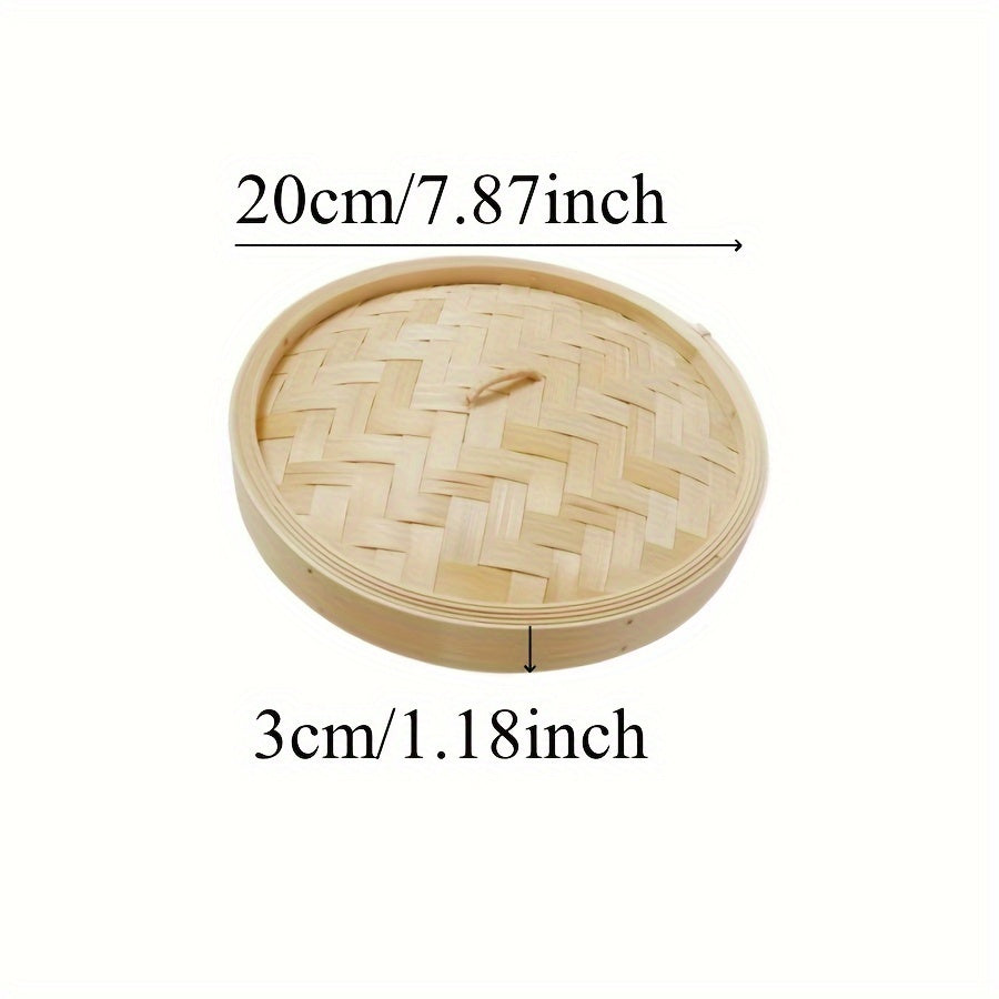 A single piece bamboo steamer measuring 20cm in width, ideal for steaming dumplings, bread, fish and meat.