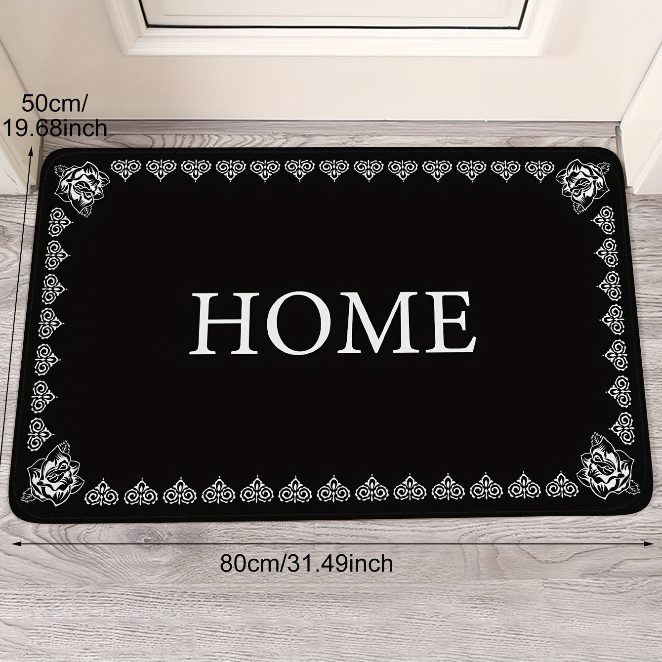 Long-haired flannel floor mat with 1cm sponge bottom, featuring an alphabet printed pattern that says "Welcome Home." Perfect for the kitchen, bathroom, hallway, laundry room, or sink area. This rug is a stylish addition to your home decor and is easy to